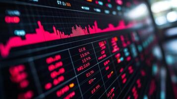 Financial Market Data Display, Red Stock Market Trend photo