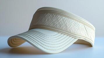 Elegant Cream-Colored Visor with Intricate Stitching photo