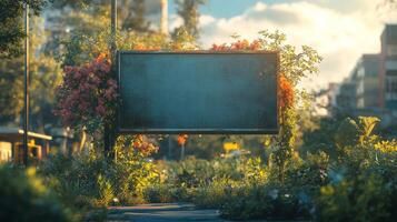 Overgrown Billboard in a Post-Apocalyptic Setting photo