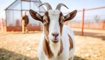 Portrait of white goat photo