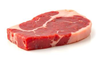 Marbled Raw Beef Steak on White Background photo