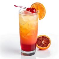Tequila Sunrise - Layers of orange juice and grenadine create a beautiful sunrise effect. isolated on a white background photo