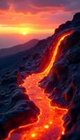 A blend of molten lava and smooth glass textures, portraying a fusion of geological and artificial matter photo