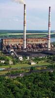 Aerial view of factory. factory with chimneys video