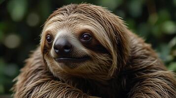 Close up portrait of a sloth's face photo