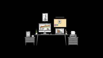 Modern Analytics Desk Setup - Motion Graphic with Alpha Background video