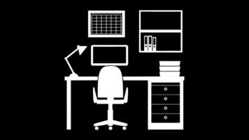 Office Desk Minimalist Setup Animation - Alpha Matte Background video