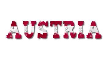 Austria Text with the Flag Waving Inside. Seamless Loop Animation on Transparent Background. video