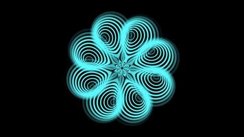 Abstract Rotating Flower Animation 4K Digital Spinning Green Color Floral Decorative Pattern Seamless Looping Circular Moving Graphic Element With Isolated Transparent Background video