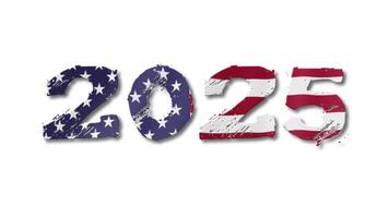 2025 Text with USA Flag Waving Inside. Seamless Loop Animation on Transparent Background. video