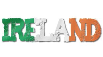 Ireland Text with Irish Flag Waving Inside. Seamless Loop Animation on Transparent Background. video