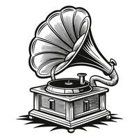 Detailed Doodle of an Old Bronze Phonograph for Coloring with Intricate Patterns vector