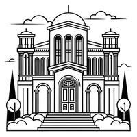 Intricate Line Art Drawing of a Stunning Black and White Building vector