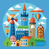 Flat Icon Set for Travel and Tourism in the Netherlands vector