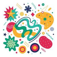 Whimsical and Colorful Abstract Shapes in a Playful Doodle Style vector