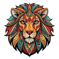 Intricate Patterned Head of a Mighty Lion on a Pristine White Background vector