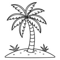 Majestic Line Art Palm Tree Adorned Island Print vector