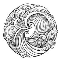 Intricate Line Art of an Abstract Scrolling Wave for Backgrounds vector