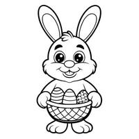 Easter Bunny Holding a Basket of Colorful Eggs in a Field of Flowers vector