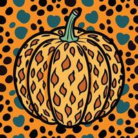 Autumnal Pumpkin with Fierce Cheetah Print Background vector
