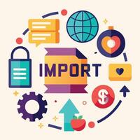 Comprehensive Collection of Flat Icons Depicting Word Import Process vector