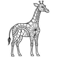 Abstract Line Art of a Giraffe for Adult Coloring and Relaxation vector