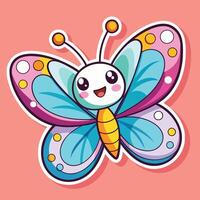 Adorable Cartoon Butterfly Sticker Set A Fluttering Array of Colors and Characters vector