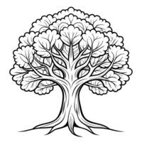 Intricate Line Art Design of a Majestic Tree for Coloring Enthusiasts vector