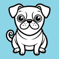 Adorable Line Art Illustration of a Cute Pug for Design Elements vector