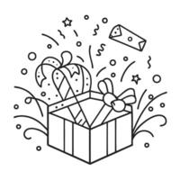 Festive Confetti Exploding from Festive Unwrapped Gift Box vector
