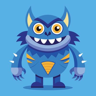 Cartoon Character on a Vibrant Blue Background
