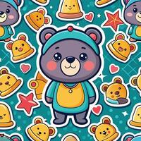 Seamless Pattern with Cartoon Bugs Bunny Stickers vector
