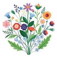 Comprehensive Botanical Collection of Wild Flowers in Separate Images vector