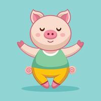 Adorable Pig Practicing Yoga in a Meditative Pose for Relaxation and Well being vector