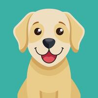 Cute and Smiling Labrador Dog Cartoon Illustration Icon for Web and Mobile vector