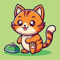 Adorable Cartoon Image of a Cat Playfully Engaging with a Sandal vector