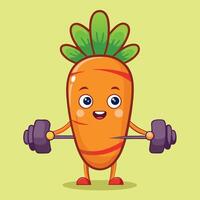 Adorable Carrot Exercising with Dumbbells for Fitness Motivation vector