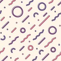 Diagonal seamless pattern with squiggles or rings, curved lines and dots on light background. Cool illustration in retro 1990s style for wrapping paper, wallpaper, fabric print, backdrop. vector