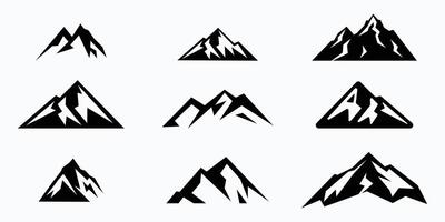 collection of abstract mountain designs with black color on white background for adventure,peak and adventure vector