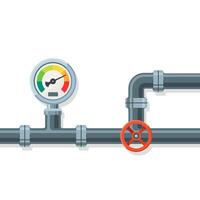 Pipeline with pressure gauge illustration. Suitable for design element of industrial and manufacturing background. vector