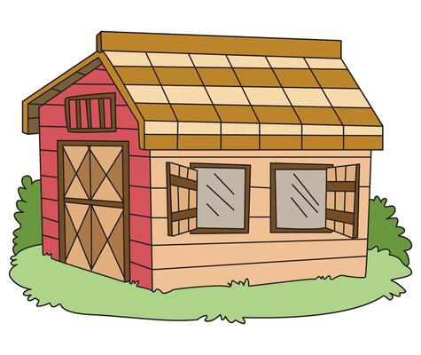 Illustration a house in grass