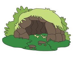 Illustration a cave with grass vector