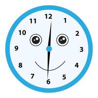 illustration clock showing twelve thirty time vector