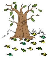 Tree leaves falling isolated on white background vector