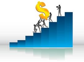 Dollar Graph Teamwork for Growth and Profitability vector