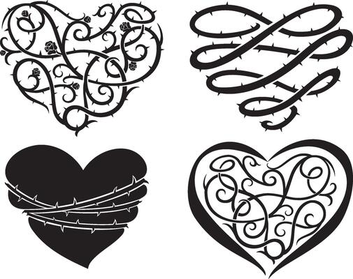 Heart of Thorns, Set of Ink Heart Shape