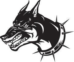 Furious Doberman Head with sharp collar vector