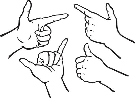 Male Hand Gestures, Line Art