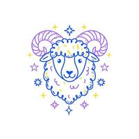 Aries zodiac sign in doodle style with soft colors on white background, tailored for children's decor. vector