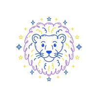 Lion zodiac sign in doodle style with soft colors on white background, tailored for children's decor. vector